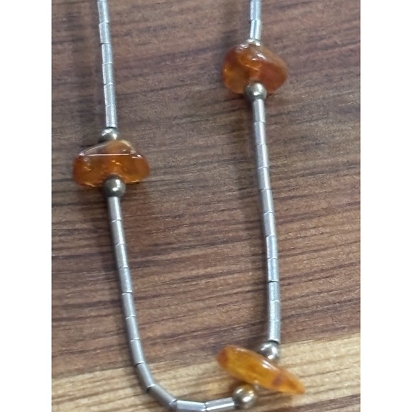 The Unbranded Brand Jewelry - Vintage Liquid Silver Floating Baltic Amber Necklace Sterling Silver Clasp 16"